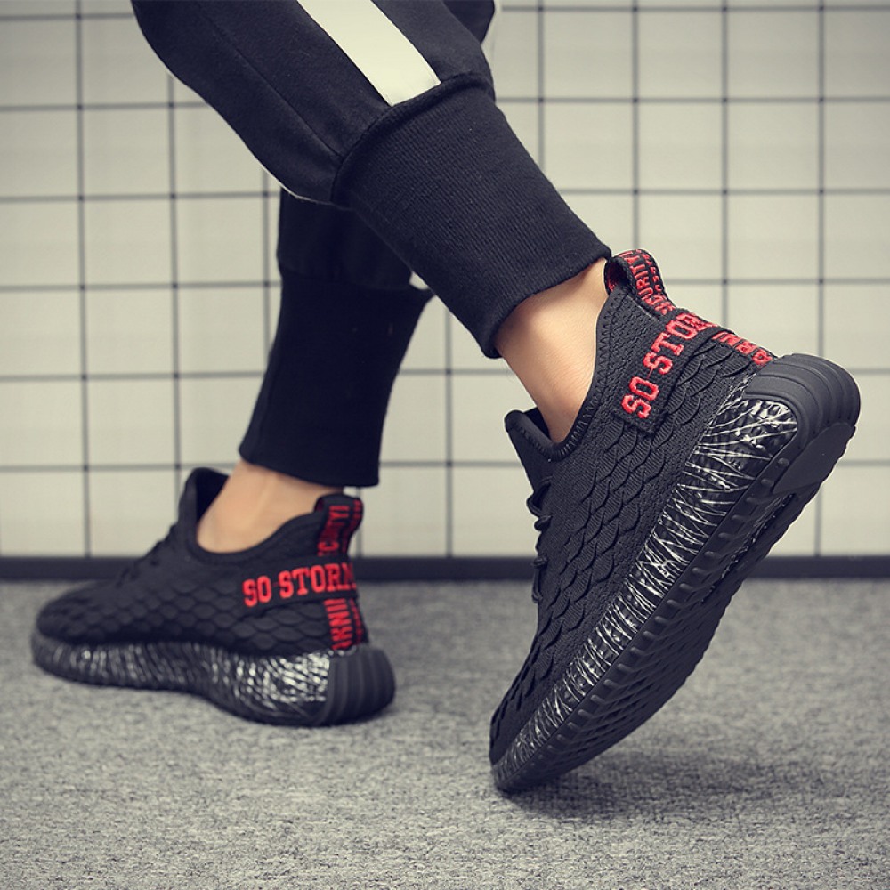 Men's Spring New Lightweight Breathable Black Casual Shoes Running Sports Sneakers