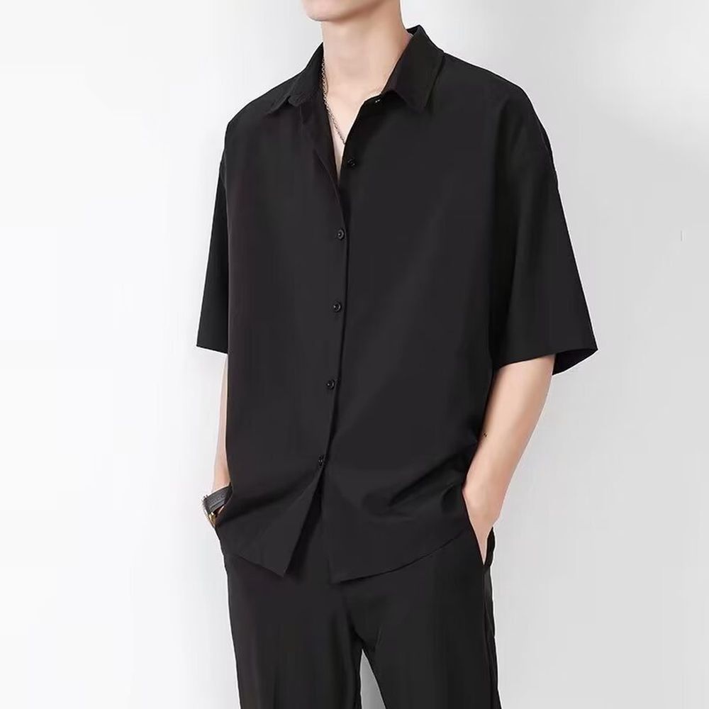 Men's Ice Silk Shirt Short Sleeve Half Sleeve Shirt