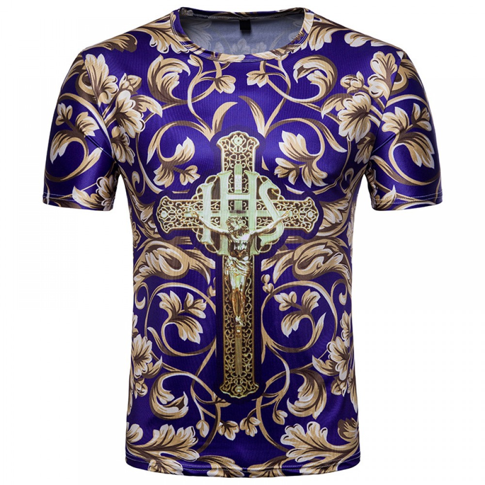Men's 3D Shirt Palace Style Jesus Print Short Sleeve T-Shirt